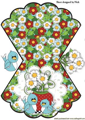 Daisies with Blue Birds on Floral Rocker