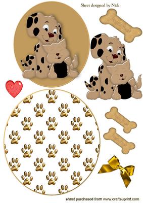 Puppy and Kitten Cuddling Rocker Card