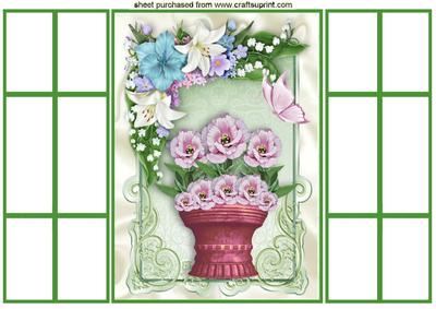 Pink Roses in a Floral Frame French Gatefold