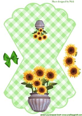 Yellow Sunflowers in a Vase on a Gingham Rocker Card