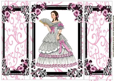 Elegant Lady in Pink, Gatefold Card