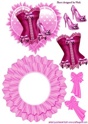 Pretty in Pink, Basque & Shoes Frilled Rocker Card