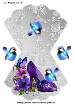 Purple Shoe with Little Birds Rocker Card