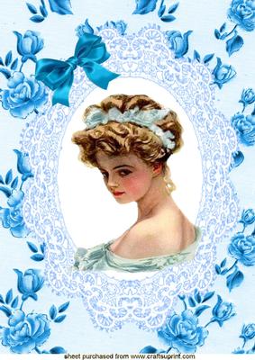 Elegant Lady A4 Topper in Pale Blue Lace Frame
