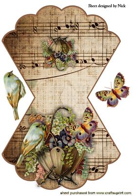 Floral Basket with Bird & Music Rocker Card