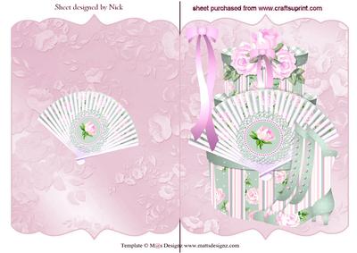 Pretty Ladies Hatbox with Shoe and Flowers Folded Card