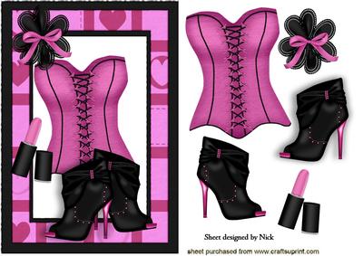 Black Boots, Pink Basque, with Lippy