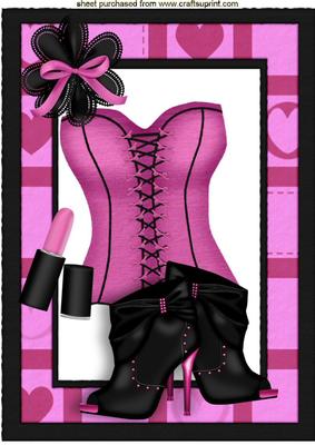 Black Boots, Pink Basque, Pink Lippy A4