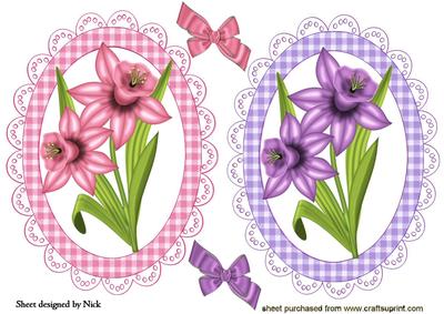 Pink and Purple Daffodils with Bows Toppers
