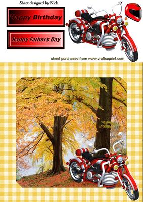 Red Motorbike with Helmet in the Park 8x8