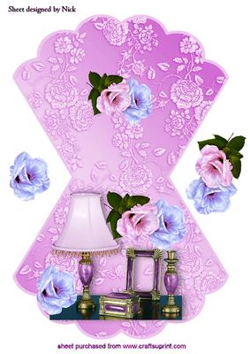 Pretty in Pink Ladies Dresser with Roses Rocker Card