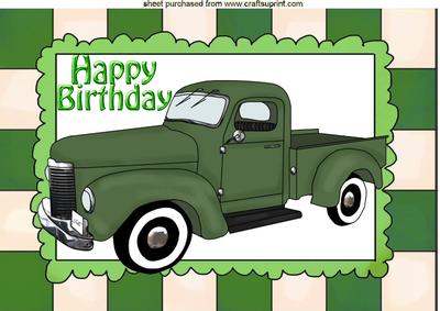 Green Vintage Truck A4