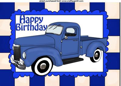 Vintage Blue Truck A4