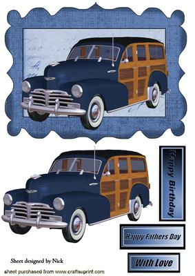1948 Blue Vintage Woody in Script Frame