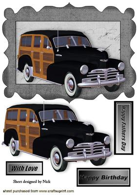 Vintage 1948 Woody Black/tan Car