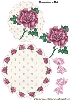 Pink Roses with Bows Rocker Card