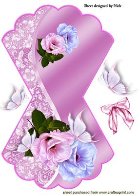 Pretty Pink and Lilac Flowers with Butterflies Rocker Card