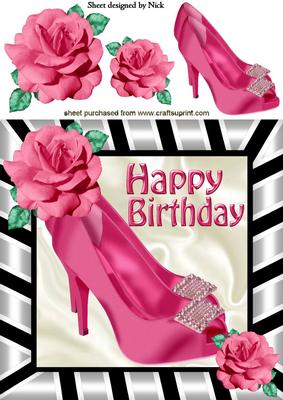 Pink Diamante Shoes with Pink Roses 8x8