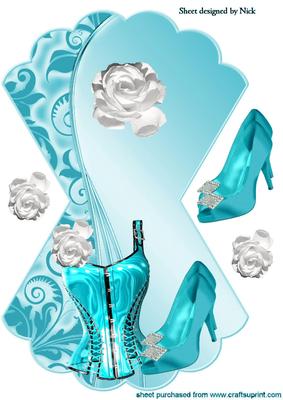 Wow! Gorgeous Turq Basque with Roses Rocker Card