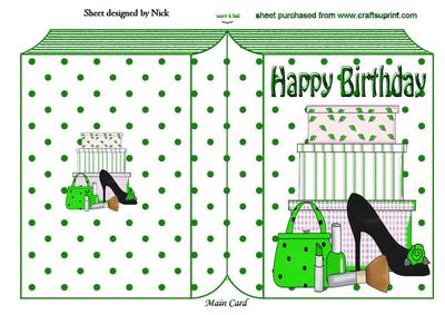 Ladies Shoe and Makeup in Green Folded Book