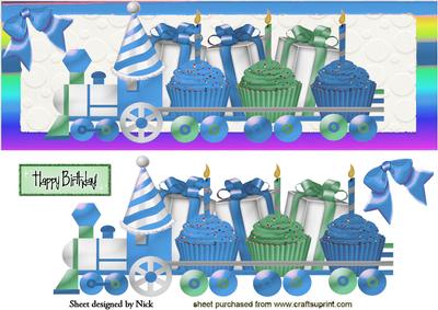 All Aboard the Birthday Blue Cupcake Train Dl