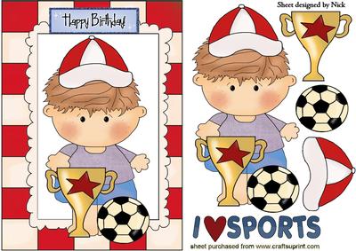 I Love Football Little Sporty Boy with Ball