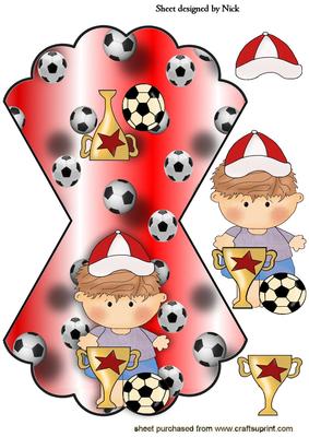 Little Footy Player with Cup Rocker Card