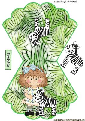 Little Girl with Zebra, I Love My Zebra Rocker Card