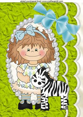 Little Girl Loves Her Zebra in Scalloped Frame A4