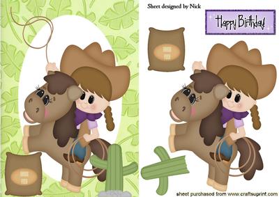 Horse with Feed and Little Cowgirl