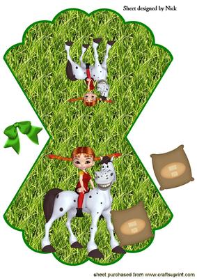 Toony Horse on Green Grass Rocker with Girl