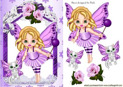 Little Faerie and Faerie Kitty in Lace Frame
