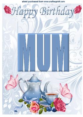 For Mum Birthday Pretty China with Roses and Butterflies