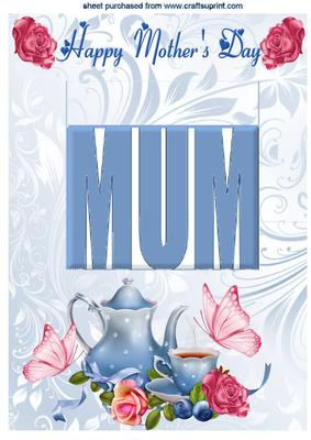 Mothers Day Pretty China with Roses Pop Up