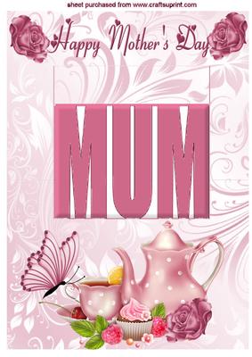 Mothers Day Pretty Pink China with Roses Pop Up