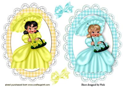 Southern Belles in Turq/yellow Gingham Toppers