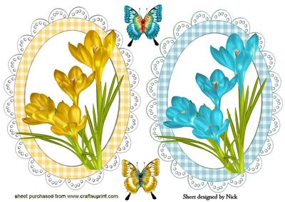 Pretty Yellow/turq Crocus Toppers in Ginham and Lace