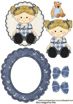 Little Ragdoll with Her Teddy Wobble/rocker Card