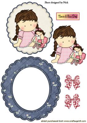 Little Girl with Her Ragdoll Wobble/rocker Card