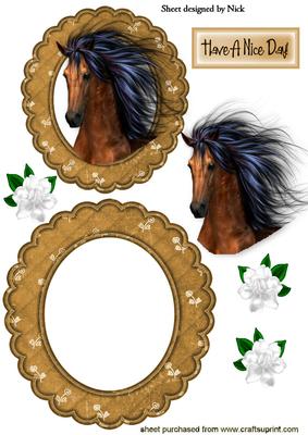 Beautiful Horse with White Roses Wobble/rocker Card