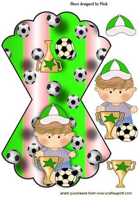 Little Football Boy in Green Rocker Card