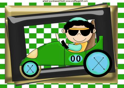 Cool Dude Racing Car Driver in Green A4