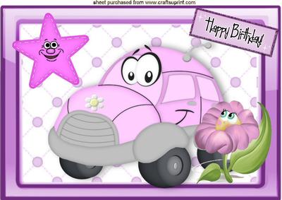 Funny Faces, Cartoon Car, Flower, and Cheeky Star A4