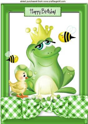Frog with Crown and Little Yellow Duck A4