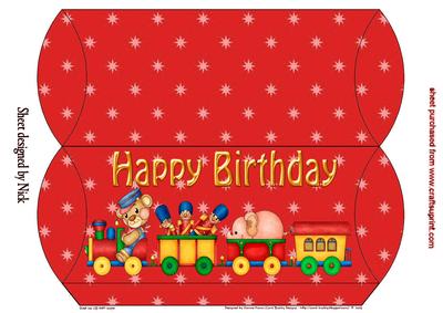 Lovely Teddy and Toy Train Pillow Box Dl