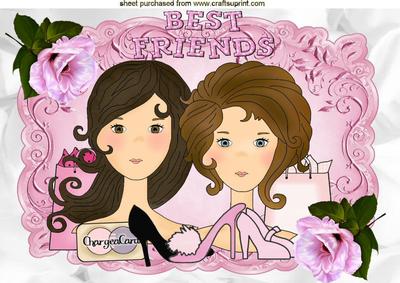 Best of Friends! Love to Shop, with Roses A4