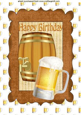 Beer Barrel and Pint of Beer for Birthday A4