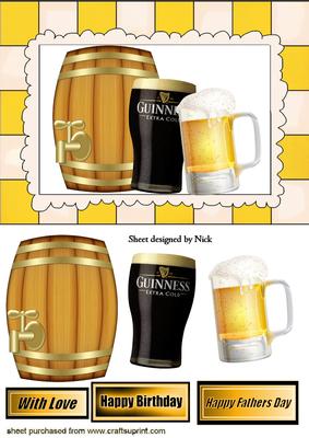Beer Keg with Pints of Beer