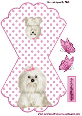 Cute Little Westie with Butterflies Rocker Card