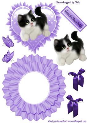 Cute Kitty with Butterflies and Bows Rocker Card